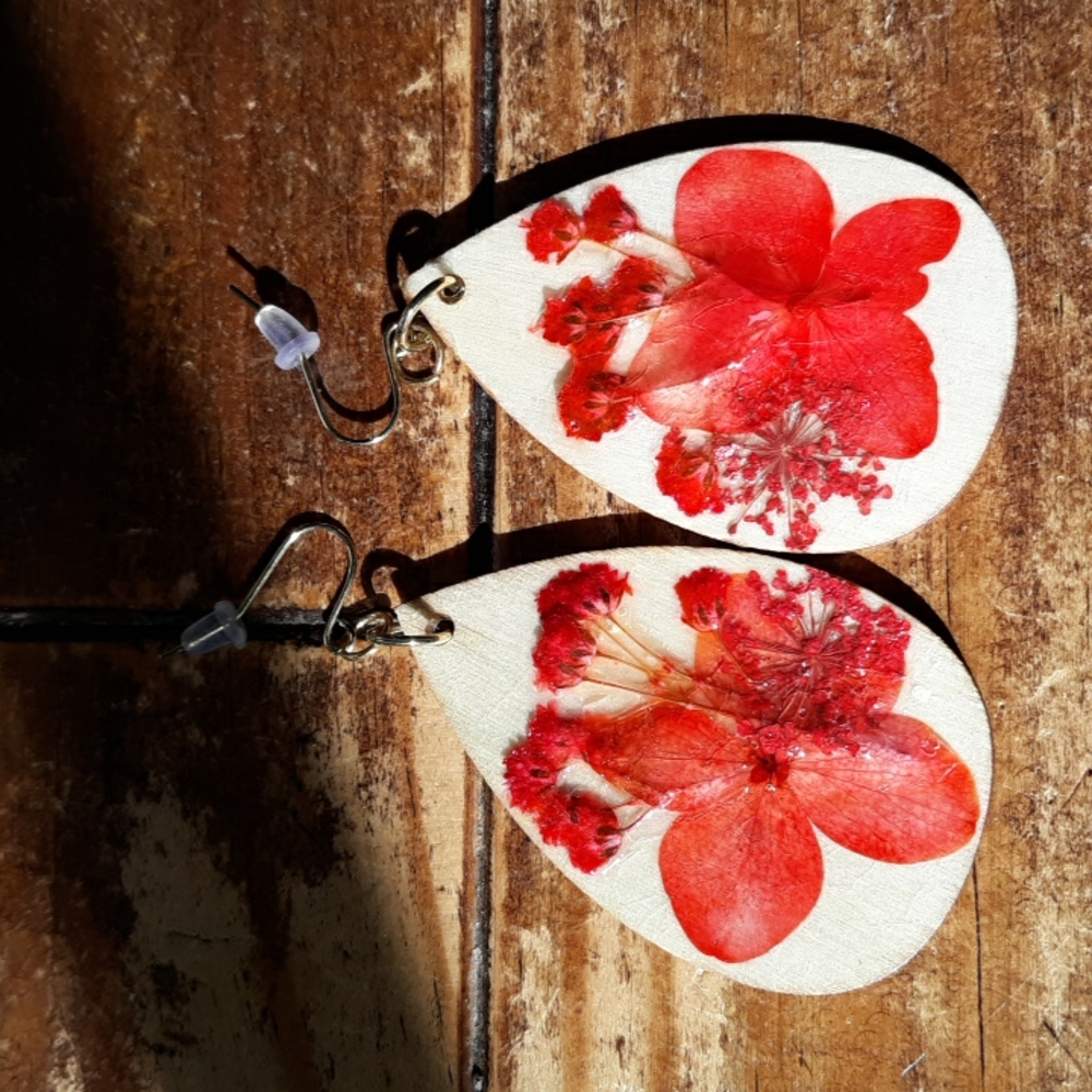 Decoupaged wood earrings